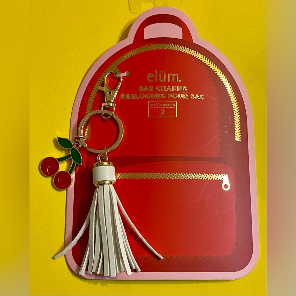 Elum Cherry Bag Charm with White Tassel